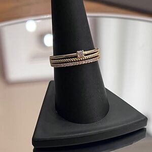 Gold Stacker Illusion Ring with CZ